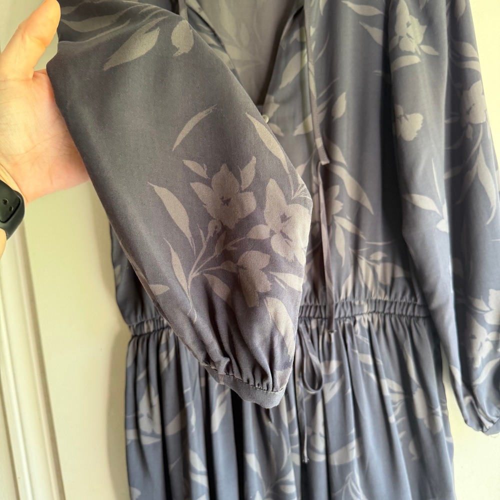 Z Supply Charcoal Floral Rayon Mini Dress Button Front Ruffle Hem Small ZD221921 - Picture 3 of 10